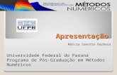 Apresentação Márcia Zanutto Barbosa Universidade Federal do Paraná Programa de Pós-Graduação em Métodos Numéricos.