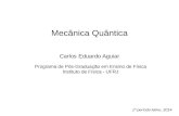 Mecânica Quântica Carlos Eduardo Aguiar Programa de Pós-Graduação em Ensino de Física Instituto de Física - UFRJ 1º período letivo, 2014.