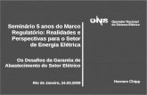 Seminário 5 anos do Marco Regulatório: Realidades e Perspectivas para o Setor de Energia Elétrica Os Desafios da Garantia de Abastecimento do Setor Elétrico.