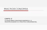 MACROECONOMIA CAP3-2 O EQUILIBRIO MACROECONÓMICO, O MULTIPLICADOR E A POLÍTICA ORÇAMENTAL.