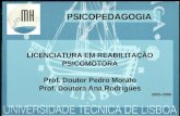LICENCIATURA EM REABILITAÇÃO PSICOMOTORA Prof. Doutor Pedro Morato Prof. Doutora Ana Rodrigues 2005-2006 PSICOPEDAGOGIA.