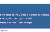 Seminário sobre Gestão e Política de Energia Lisboa, 22 de Março de 2002 Vasco Coucello - EDP Energia.