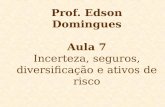 Microeconomia A III Prof. Edson Domingues Aula 7 Incerteza, seguros, diversificação e ativos de risco.