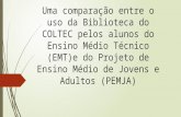 Uma comparação entre o uso da Biblioteca do COLTEC pelos alunos do Ensino Médio Técnico (EMT)e do Projeto de Ensino Médio de Jovens e Adultos (PEMJA)