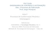 PUC Goiás ENGENHARIA DE CONTROLE E AUTOMAÇÃO Disc.: Processos de Fabricação Prof. Jorge Marques Aula 9 Processos de Conformação Mecânica Estampagem Referências: