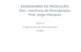 ENGENHARIA DE PRODUÇÃO Disc.: Gerência de Manutenção Prof. Jorge Marques Aula 9 Engenharia de Manutenção FMEA.