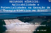 RECURSOS HÍDRICOS: Aplicabilidade e Potencialidades na Geração de Energia Elétrica no Brasil UNIVALI – UNIVERSIDADE DO VALE DO ITAJAÍ Profª Janete Feijó,