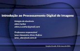 Introdução ao Processamento Digital de Imagens Estágio de docência John Cunha John.e.cunha@gmail.com Professora responsável Iana Alexandra Alves Rufino.