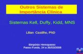 Outros Sistemas de Importância Clínica Sistemas Kell, Duffy, Kidd, MNS Simpósio Hemopasso Passo Fundo, 24 a 26/03/2008 Lilian Castilho, PhD.
