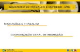 MIGRAÇÕES E TRABALHO COORDENAÇÃO GERAL DE IMIGRAÇÃO MINISTÉRIO DO TRABALHO E EMPREGO - MTE.