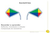Matemática em ação 8 Isometrias Recordar e aprender Reflexão, translação e rotação Composição de isometrias.