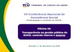Brasília, 1º de dezembro de 2009. VII Conferência Nacional de Assistência Social - Participação e controle no SUAS - Oficina 16: Transparência na gestão.