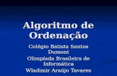 Algoritmo de Ordenação Colégio Batista Santos Dumont Olimpíada Brasileira de Informática Wladimir Araújo Tavares.