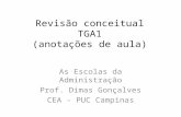 Revisão conceitual TGA1 (anotações de aula) As Escolas da Administração Prof. Dimas Gonçalves CEA - PUC Campinas.