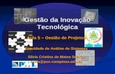 Gestão da Inovação Tecnológica Aula 5 – Gestão de Projetos Faculdade de Análise de Sistemas Sílvia Cristina de Matos Soares silvia@puc-campinas.edu.br.