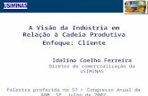 1 A Visão da Indústria em Relação à Cadeia Produtiva Enfoque: Cliente Idalino Coelho Ferreira Diretor de comercialização da USIMINAS Palestra proferida.