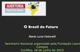Maria Lucia Fattorelli Seminário Nacional organizado pela Fundação Lauro Campos Curitiba, 18 de junho de 2013 O Brasil do Futuro.