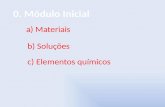 A) Materiais b) Soluções c) Elementos químicos. a) Materiais Transformando física e quimicamente as matérias- primas é possível obter novos materiais,