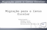 Migração para o Censo Escolar Palestrantes : Ednamar Souza Fernando Rocha Miltoncharles Oliveira da Silva.