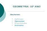 GEOMETRIA -10º ANO Vectores: Definição Operações Propriedades Exemplos.
