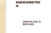 HIDROMETRIA ORIFÍCIOS E BOCAIS. HIDROMETRIA HIDROMETRIA é a parte da Hidráulica que trata de assuntos tais como: Medição das vazões; Velocidade dos líquidos.
