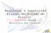 Regulação e Supervisão Pilares do Estado de Direito Cristina Duarte Ministério das Finanças.