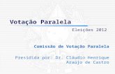 Votação Paralela Comissão de Votação Paralela Presidida por: Dr. Cláudio Henrique Araújo de Castro Eleições 2012.