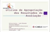 Oficina de Apropriação dos Resultados da Avaliação Palestrante: Luiz Vicente Fonseca Ribeiro Equipe de Análises Educacionais - EAE Coordenação de Análises.