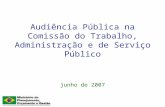 Audiência Pública na Comissão do Trabalho, Administração e de Serviço Público junho de 2007.
