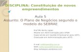 DISCIPLINA: Constituição de novos empreendimentos Aula 5 Assunto: O Plano de Negócios segundo o modelo do SEBRAE Prof Ms Keilla Lopes Mestre em Administração.