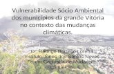 Vulnerabilidade Sócio Ambiental dos municípios da grande Vitória no contexto das mudanças climáticas. Dr. Rodrigo Borrego Lorena Instituto Jones dos Santos.