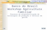 Banco do Brasil Workshop Agricultura Familiar Processo de disponibilização de tecnologias de produção e técnicas de gestão.