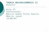 1 TEORIA MACROECONÔMICA II ECO1217 Aula 23 Professores: Márcio Gomes Pinto Garcia Márcio Janot 14/06/07.