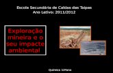 Exploração mineira e o seu impacte ambiental Escola Secundária de Caldas das Taipas Ano Letivo: 2011/2012 Química 12ºano.