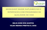 WORKSHOP SAÚDE SUPLEMENTAR E INTERFACES COM PROGRAMAS DE QUALIDADE DE VIDA MILVA GOIS DOS SANTOS VILMA REGINA FREITAS G. DIAS.