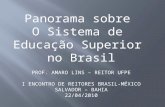 Panorama sobre O Sistema de Educação Superior no Brasil PROF. AMARO LINS – REITOR UFPE I ENCONTRO DE REITORES BRASIL-MÉXICO SALVADOR – BAHIA 22/04/2010.