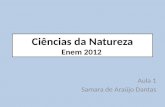 Ciências da Natureza Enem 2012 Aula 1 Samara de Araújo Dantas.