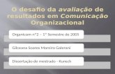 Organicom nº2 – 1º Semestre de 2005Gilceana Soares Moreira GaleraniDissertação de mestrado - Kunsch O desafio da avaliação de resultados em Comunicação.