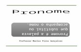 Pronome é a palavra que substitui ou acompanha o nome. Professor Marlos Pires Gonçalves.
