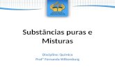 Substâncias puras e Misturas Disciplina: Química Profª Fernanda Wiltemburg.