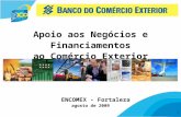 1 Apoio aos Negócios e Financiamentos ao Comércio Exterior agosto de 2009 ENCOMEX - Fortaleza.