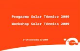 Programa Solar Térmico 2009 Workshop Solar Térmico 2009 21 de Setembro de 2009.