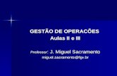 GESTÃO DE OPERACÕES Aulas II e III Professor : J. Miguel Sacramento miguel.sacramento@fgv.br.