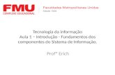 Tecnologia da informação Aula 1 – Introdução - Fundamentos dos componentes do Sistema de Informação. Profº Erich.