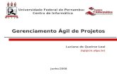 Gerenciamento Ágil de Projetos Luciana de Queiroz Leal (lql@cin.ufpe.br) Universidade Federal de Pernambuco Centro de Informática Junho/2008.