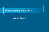 Macromedia Flash MX Márcio Bueno. Conteúdo Visão Geral Gráficos Bitmaps e Vetoriais Interface do Flash MX Área Principais da Interface.