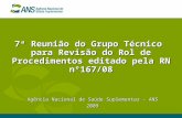 7ª Reunião do Grupo Técnico para Revisão do Rol de Procedimentos editado pela RN nº167/08 Agência Nacional de Saúde Suplementar – ANS 2009.