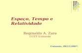 1 Espaço, Tempo e Relatividade Reginaldo A. Zara CCET-Unioeste Unioeste, 09/11/2007.