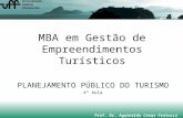 MBA em Gestão de Empreendimentos Turísticos PLANEJAMENTO PÚBLICO DO TURISMO 4ª Aula Prof. Dr. Aguinaldo Cesar Fratucci.