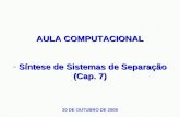 AULA COMPUTACIONAL - Síntese de Sistemas de Separação (Cap. 7) 20 DE OUTUBRO DE 2008.